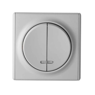 2 gang one-way switch with lighting with Florence frame - grey