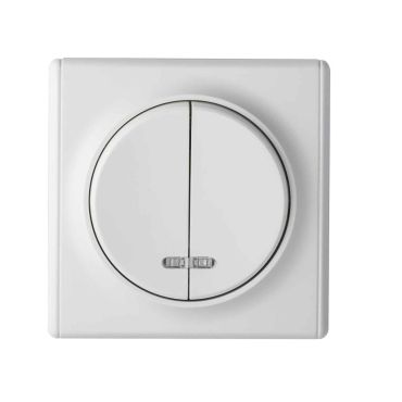 2 gang one-way switch with lighting with Florence frame - white