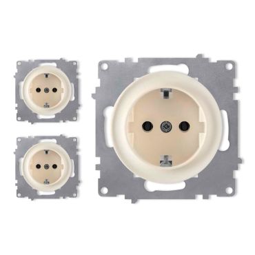 3х Schuko socket outlet set - beige