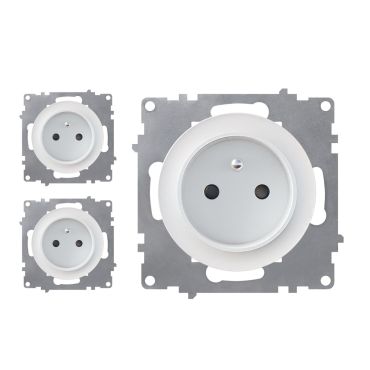 3-pack Type E grounded sockets, 230V/16A – mechanisms only (no frames)