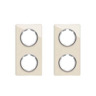 2x Garda Glass Cover Frame Set: 2-Gang Vertical Cover Frame, beige