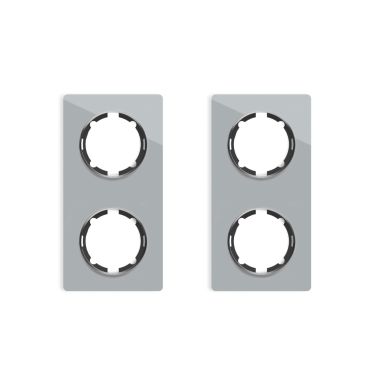 2x Garda Glass Cover Frame Set: 2-Gang Vertical Cover Frame, grey