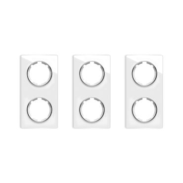 3x Garda Glass Cover Frame Set: Double Slot Cover Frame, Vertical, white