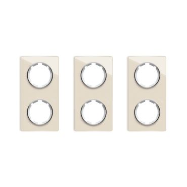 3x Garda Glass Cover Frame Set: Double Slot Cover Frame, Vertical, beige