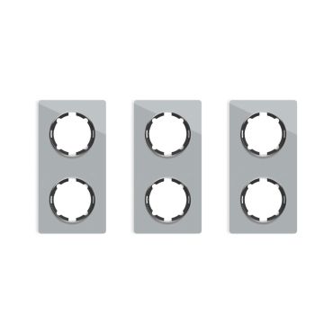 3x Garda Glass Cover Frame Set: Double Slot Cover Frame, Vertical, grey