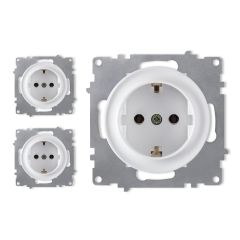 Pack de 3 prises Schuko type F avec terre, bornes à vis