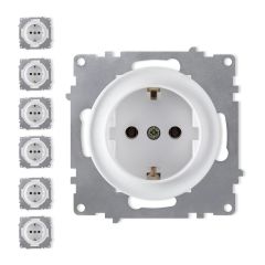Pack de 7 prises Schuko type F avec terre, bornes à vis