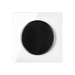 Double-pole switch black with glass cover frame in white