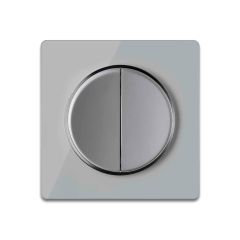 Double-pole switch grey with glass cover frame in grey