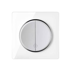 Two-way switch with glass cover frame in white