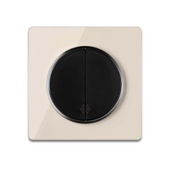 Two-way switch black with glass cover frame in beige