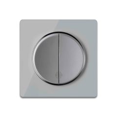 Two-way switch with glass cover frame in grey