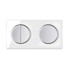 Double-pole switch, Light switch with glass cover frame in 2-way, horizontal - white