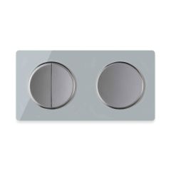Double-pole switch, Light switch with glass cover frame in 2-way, horizontal - grey