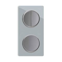 Double-pole switch, Light switch with glass cover frame in 2-way, vertical - grey