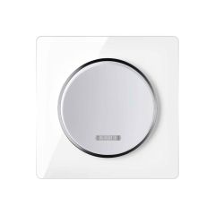 Single-pole indicator switch with glass cover frame in white