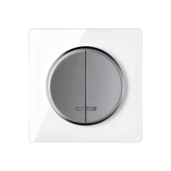 Double light switch with indicator light grey with glass cover frame in white