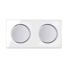 2x Light switch with glass cover frame in 2-way, horizontal - white