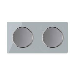 2x Light switch with glass cover frame in 2-way, horizontal - grey