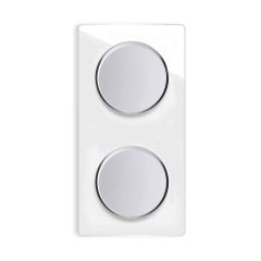 2x Light switch with glass cover frame in 2-way, vertical - white