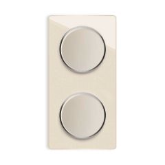 2x Light switch with glass cover frame in 2-way, vertical - beige