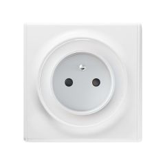 Ensemble prise type E avec terre 16A, plaque Florence en plastique