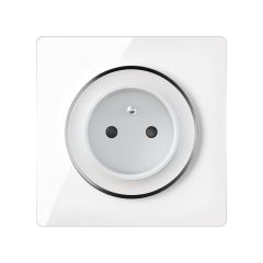 Ensemble prise type E avec terre 16A, plaque Garda en verre