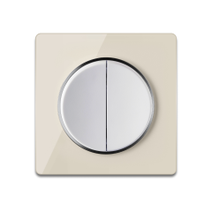 Interrupteur double, 1 voie avec plaque Garda en verre - "Blanc"