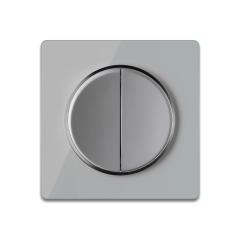 Interrupteur double, 1 voie avec plaque Garda en verre - "Gris"