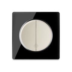 Interrupteur va-et-vient, double avec plaque Garda en verre - "Beige"