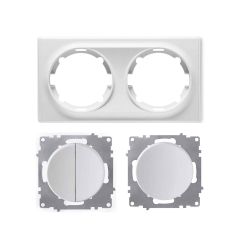 Ensemble interrupteur double 1 voie avec interrupteur simple allumage et plaque Florence 2 postes