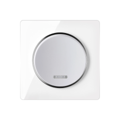 Interrupteur simple allumage avec témoin lumineux, 1 voie avec plaque Garda en verre - "Blanc"