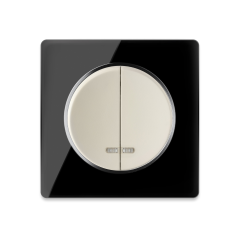 Interrupteur double avec témoin lumineux avec plaque Garda en verre - "Beige"