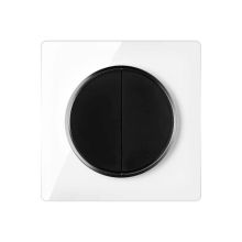 Double-pole switch black with glass cover frame in white
