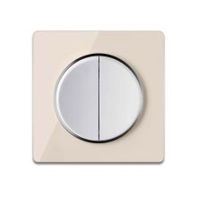 Double-pole switch white with glass cover frame in beige