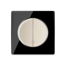 Two-way switch beige with glass cover frame in black
