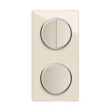 Double-pole switch, Light switch with glass cover frame in 2-way, vertical - beige