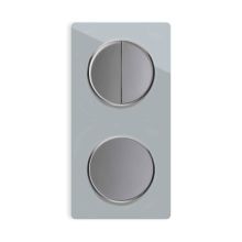 Double-pole switch, Light switch with glass cover frame in 2-way, vertical - grey