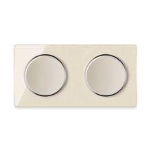2x Light switch with glass cover frame in 2-way, horizontal - beige