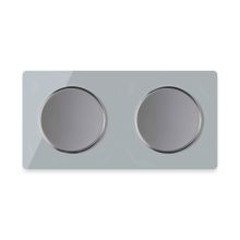 2x Light switch with glass cover frame in 2-way, horizontal - grey