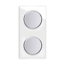 2x Light switch with glass cover frame in 2-way, vertical - white