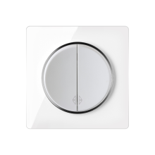 Interrupteur va-et-vient, double avec plaque Garda en verre - "Blanc"
