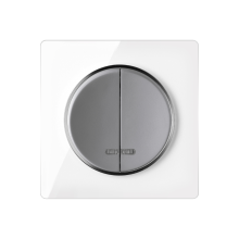 Interrupteur double avec témoin lumineux avec plaque Garda en verre - "Gris"