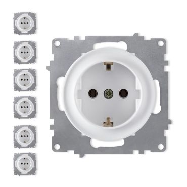 7x Schuko socket outlet set - white
