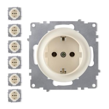 7x Schuko socket outlet set - beige