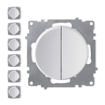 7x 2-gang one-way switch set - white
