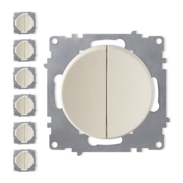 7x 2-gang one-way switch set - beige