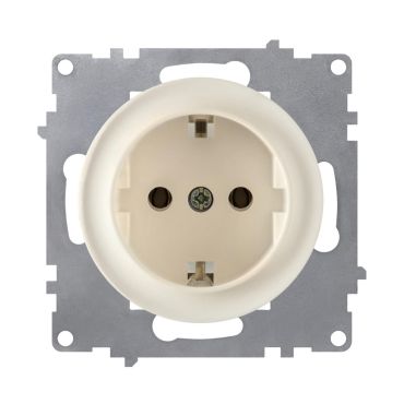 Schuko socket with protective shutters and grounding, screw terminals, without frame, beige