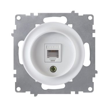 Data connection socket, network socket 1xRJ45, CAT5e, flush-mount, without frame, white