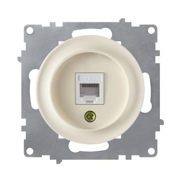 Data connection socket, network socket 1xRJ45, CAT5e, flush-mount, without frame, beige